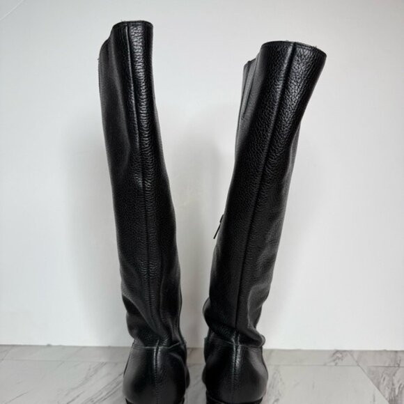 Vince Camuto Sangeti Black Leather Square Toe Wide Calf Heeled Tall Boot 10M - Picture 5 of 15